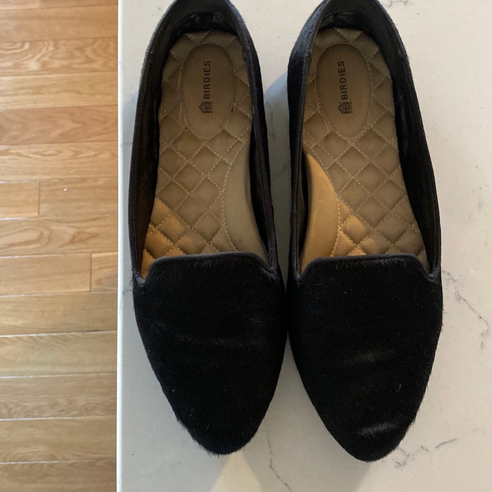 Birdies- The Starling. Black calf hair. Size 9.